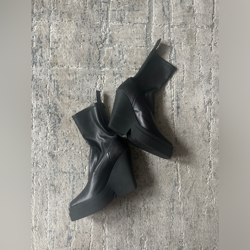 Black Leather Wedge Boots